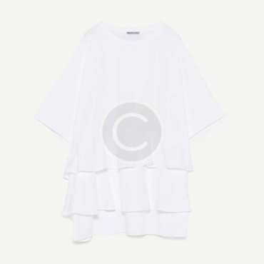 T-Shirt with flounces of poplin